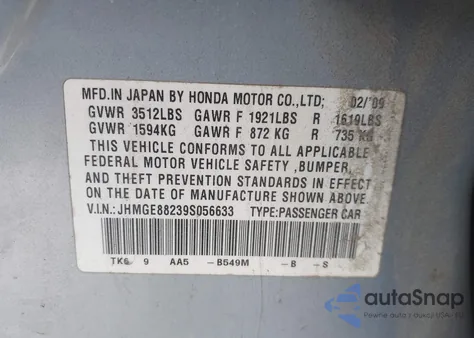 2009 Honda Fit z USA, uszkodzony, nr VIN JHMGE88239S056633